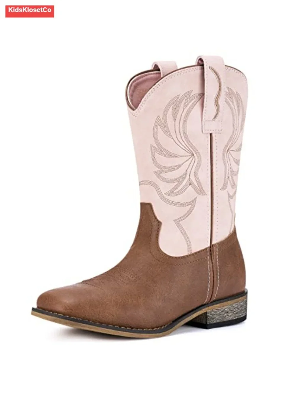 Square Toe Western Cowboy Boots with Walking Heel